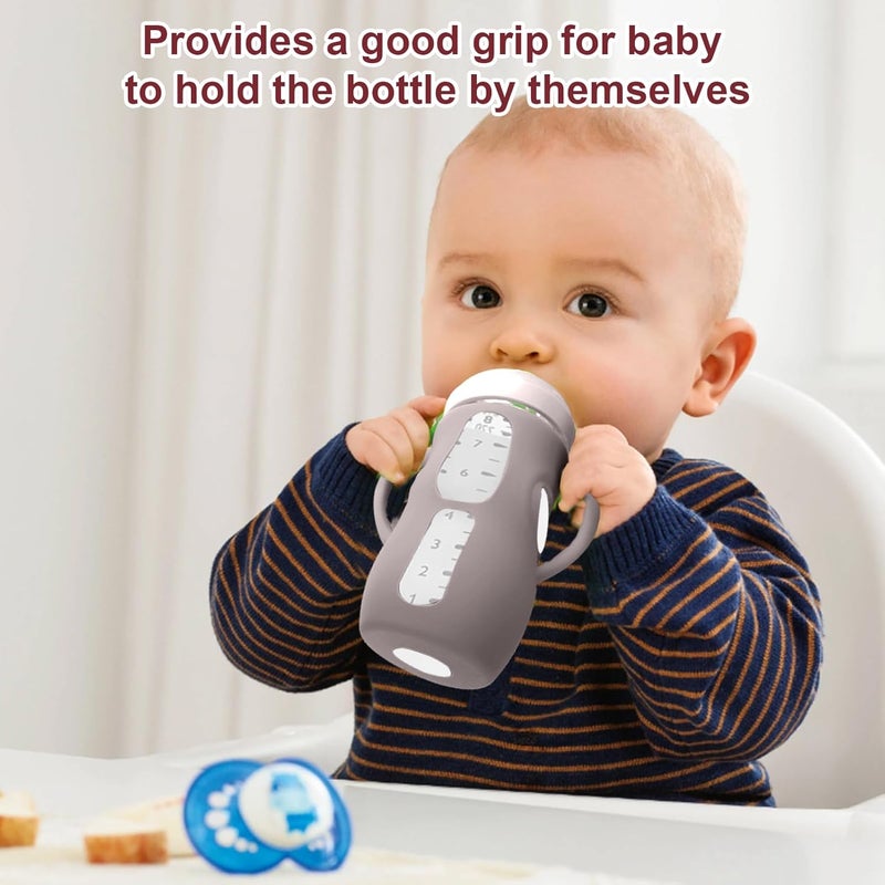 Juome Silicone Sleeves with Handles for Avent Natural Glass Baby Bottles - 3 Pack Anti Breakage Baby Bottle Holder for Philips Avent Glass Baby Bottle, Compatible with Phillips Avent Bottles 8 oz - Image 3